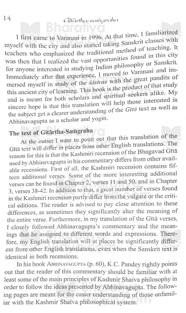 Abhinavaguptas Commentary on the Bhagavad Gita